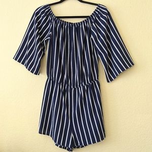 Blue&White Striped Romper
